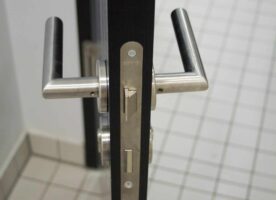 Badezimmertür schwarz DIN R