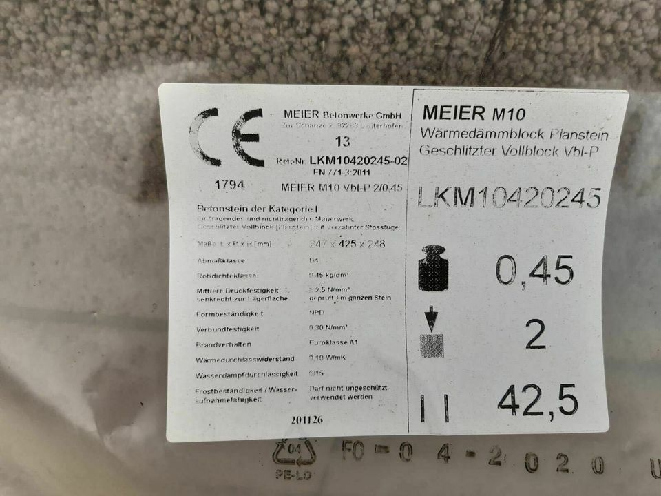 LIAPOR/ MEIER M10 Wärmedämm Planblock (247/425/248mm) - Palette