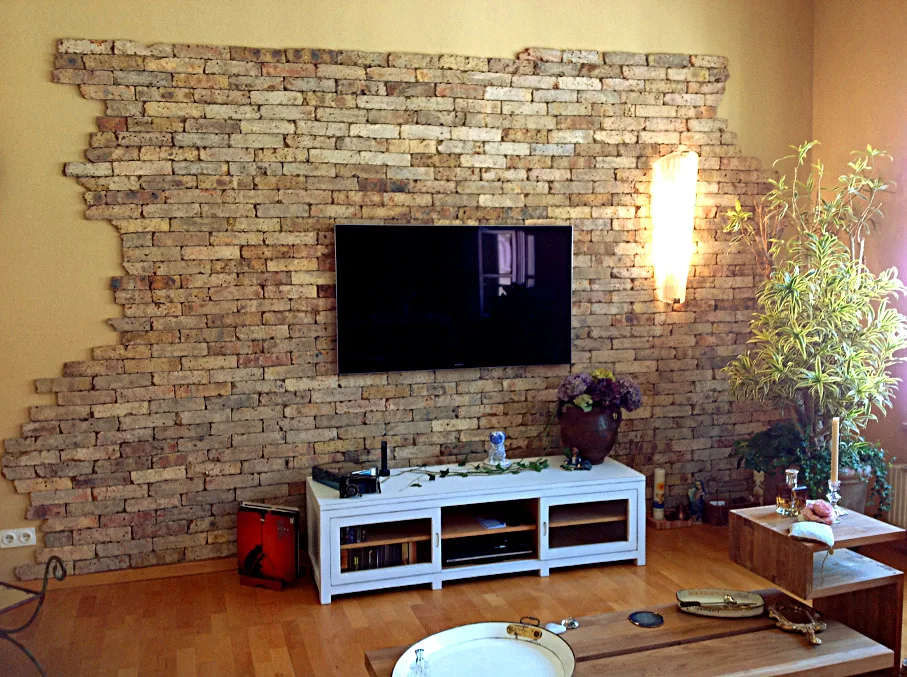 Mediterrane Wandgestaltung Verblender Riemchen Steinwand Optik Rückbau Mauer Klinker regional