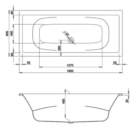 Acryl-Badewanne sanibel 5001 DUO (180×80 cm weiß) NEU, B-WARE