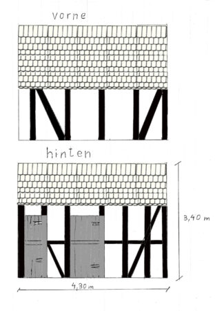 Tiny house Fachwerk haus Garten Hütte Rückbau komplett Dokumentation Wiederverwendung nachhaltig  Altholz balken Dachziegel Altziegel