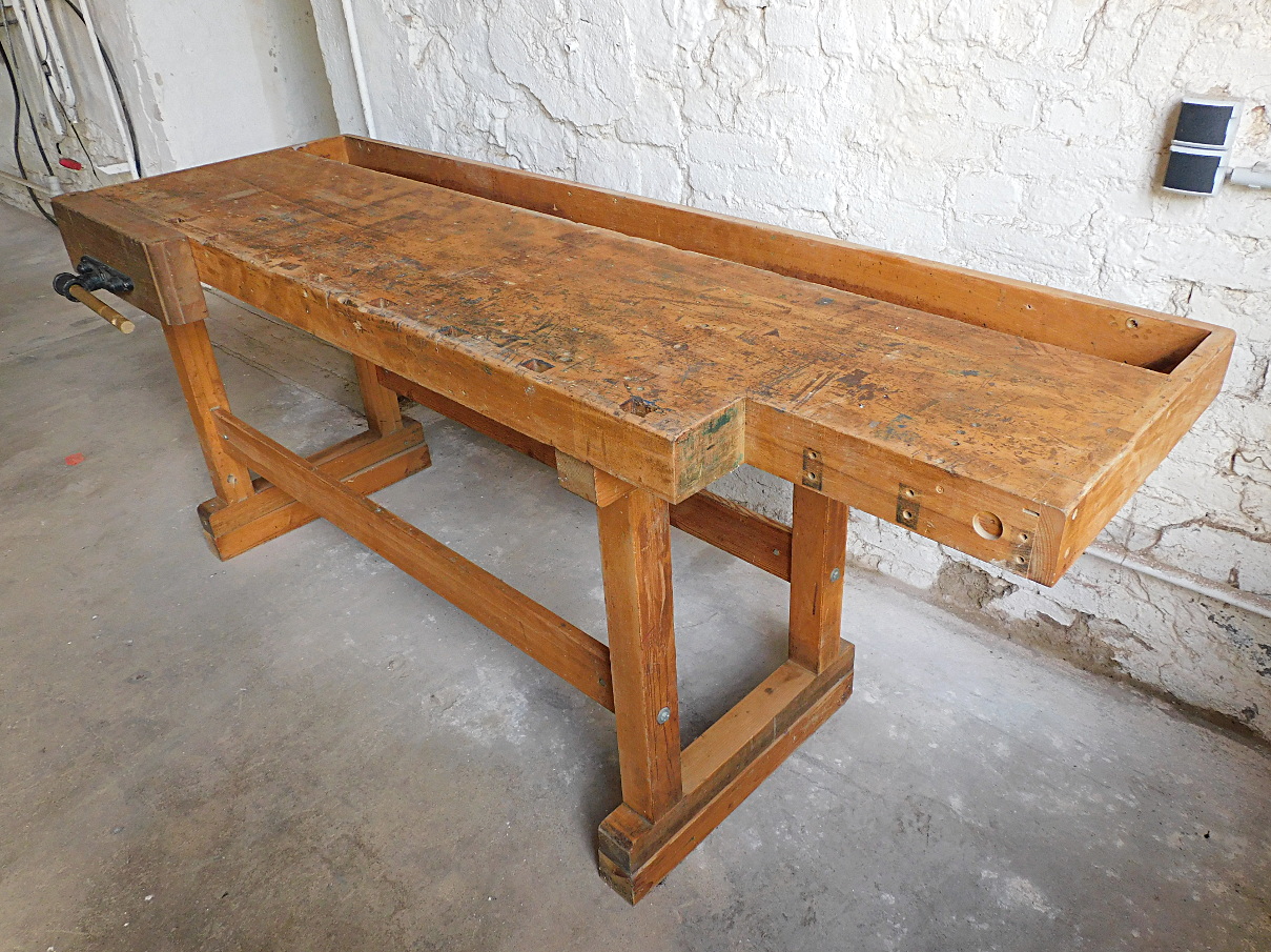 Hobelbank Beistelltisch Konsolen Küchen Tisch Waschtisch Massivholz Buche Patina shabby chic used look vintage rustikal