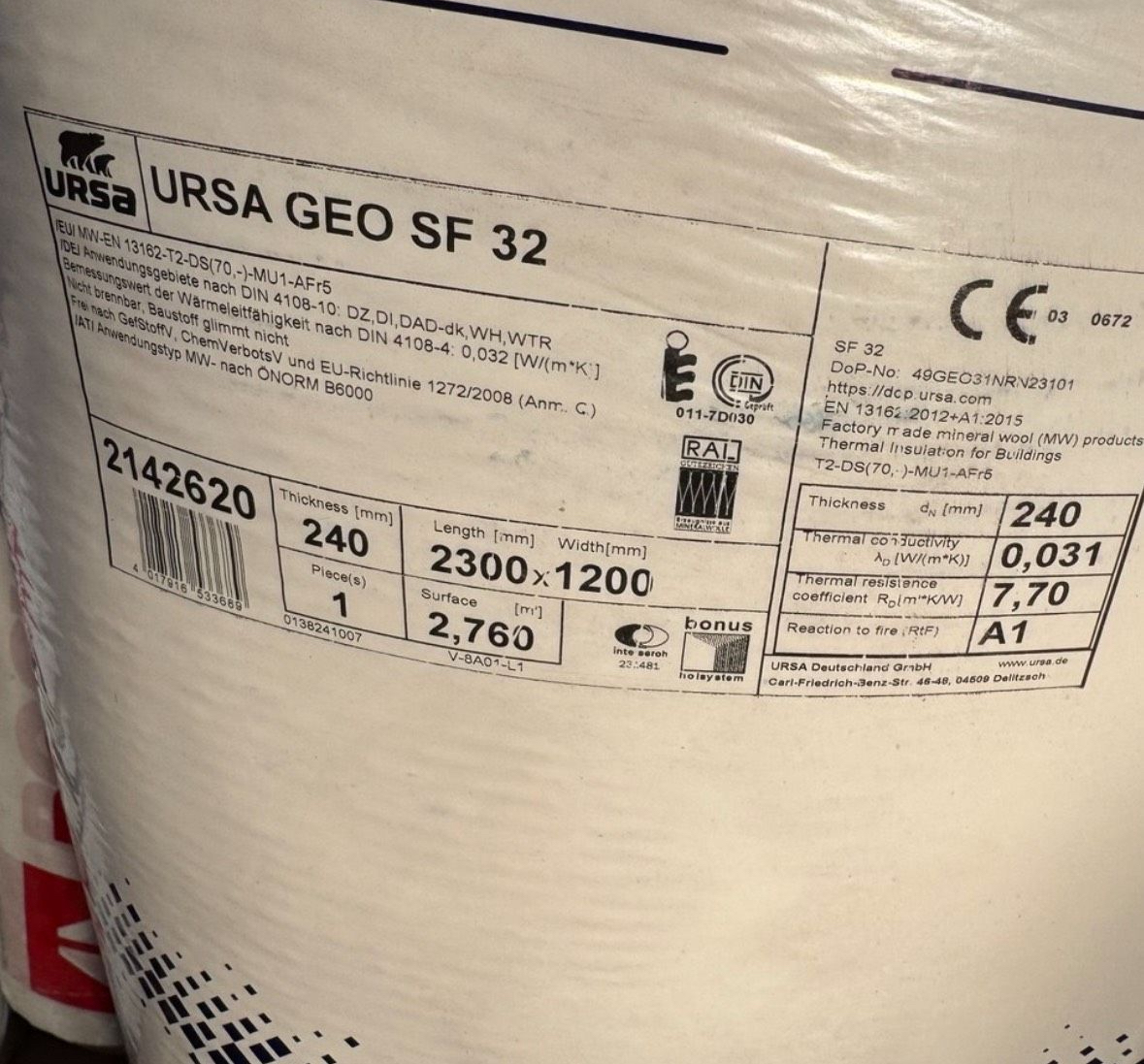 Steinwolle Ursa Geo SF32 240mm
