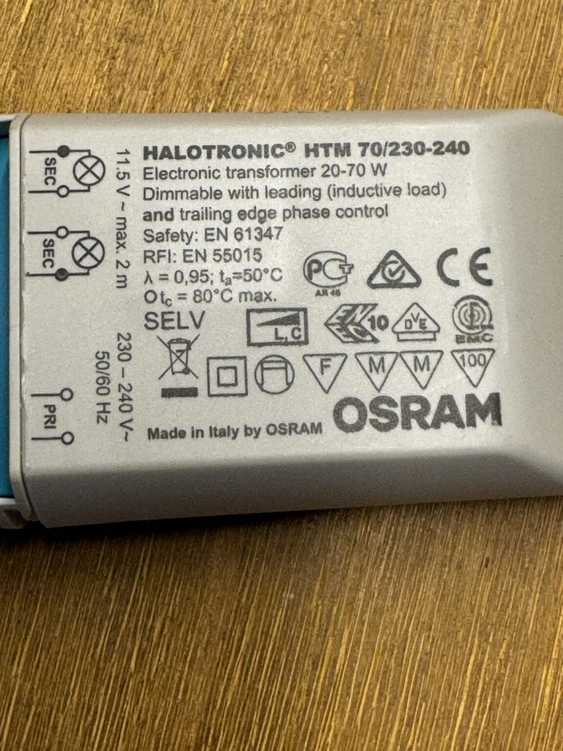 OSRAM, elektronischer Trafo Halotronic HTM 70/230-240