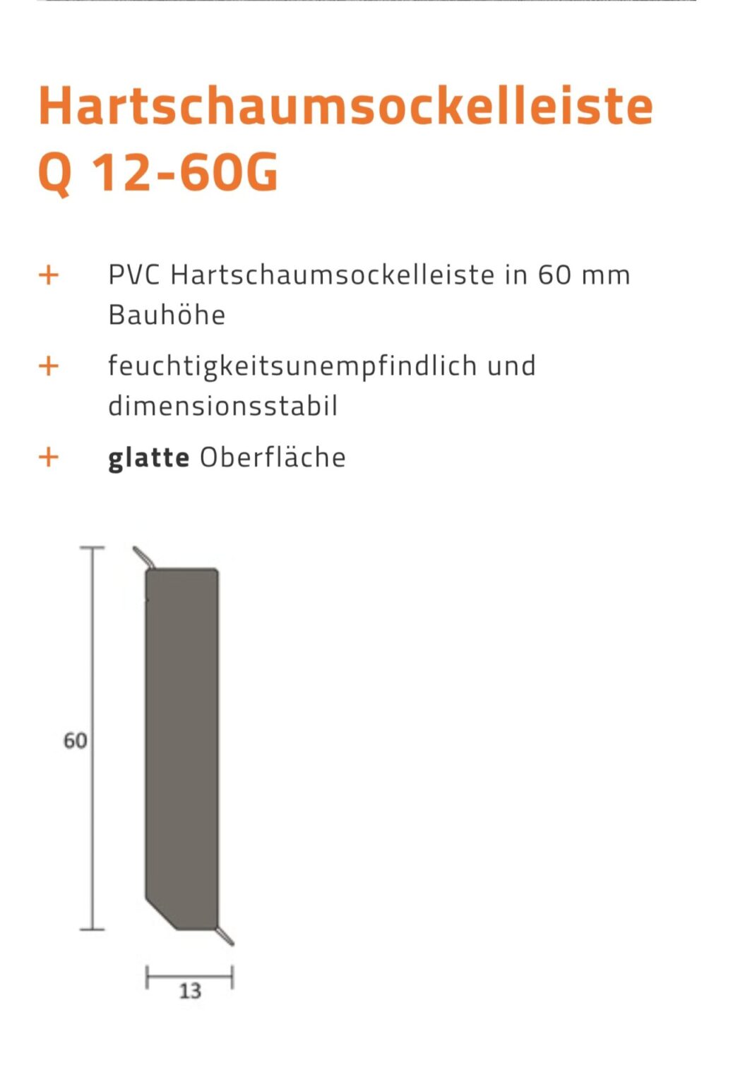 Bolta Hartschaumsockelleiste Q 12-60G