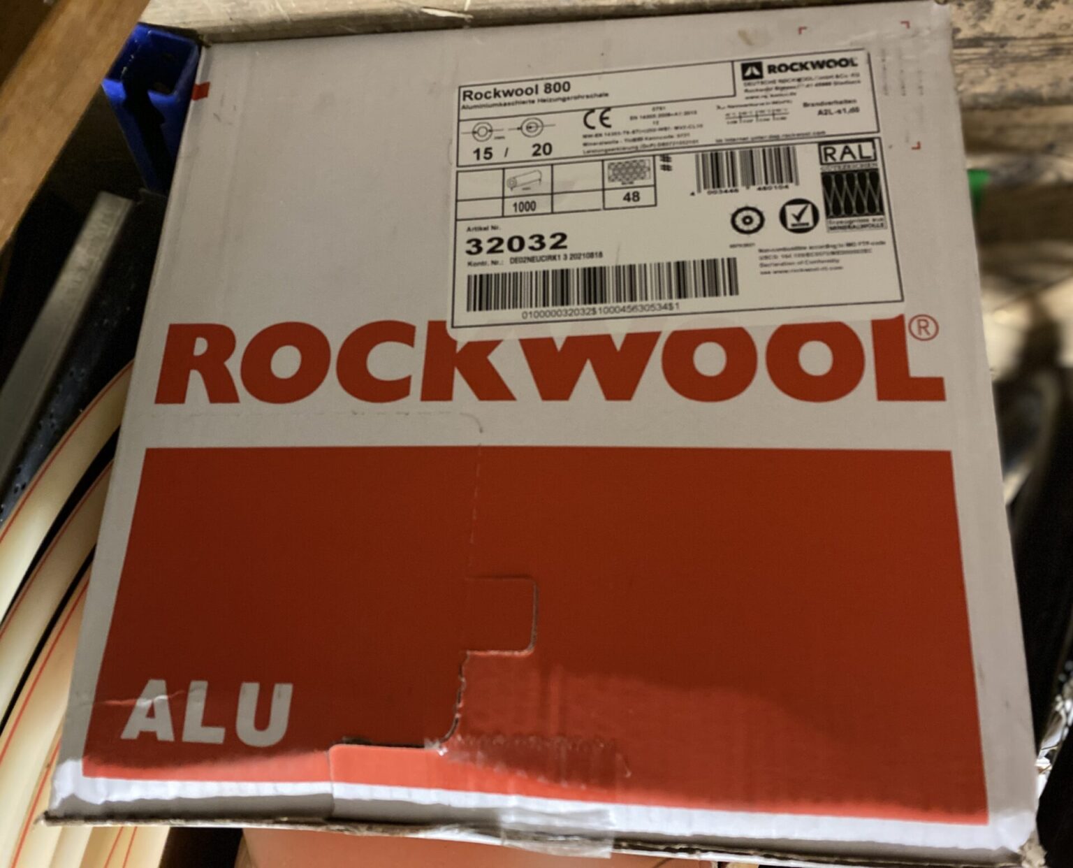 Packung / Karton Isolierung Rockwool Rohrschale RS800 15 x 20 mm