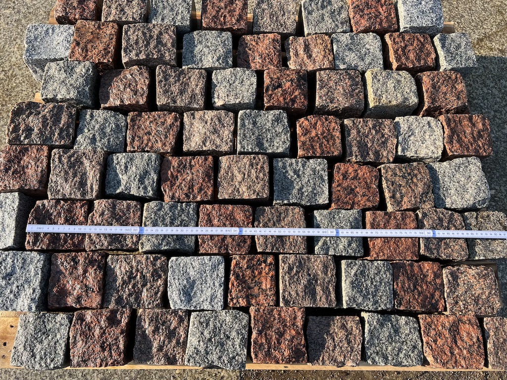 Bunte Granit Pflastersteine 10×10 cm Granitwürfel Pflaster