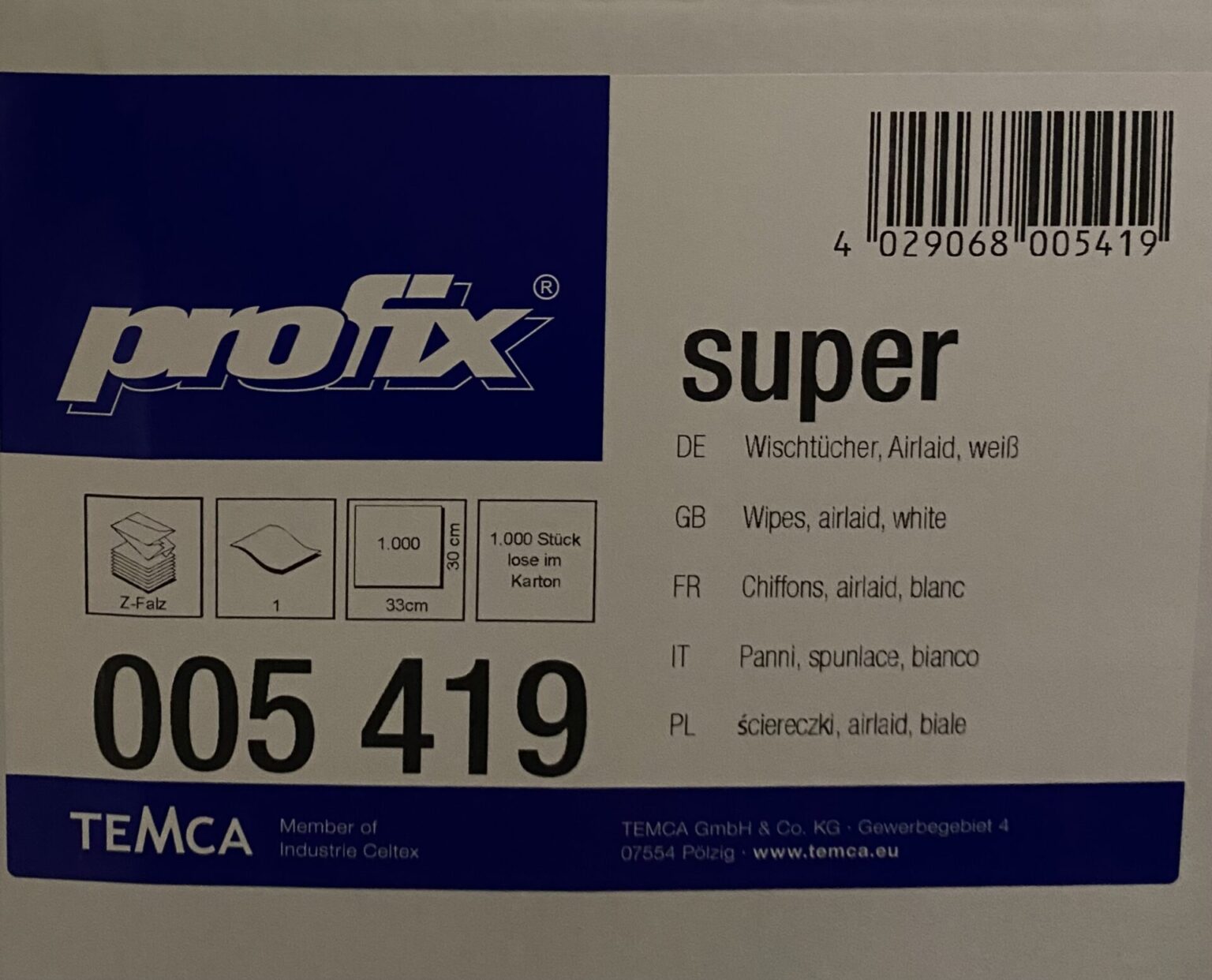 Profix Wischtücher Airlaid weiß 33×30 cm Reinigungstücher, Putztücher, Einwegtücher, Haushaltswaren