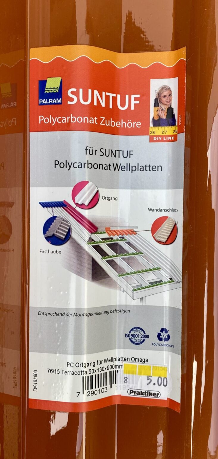 PALRAM SUNTUF Polycarbonat Wellplatten, versch. Farben, Dachplatten, Bedachung