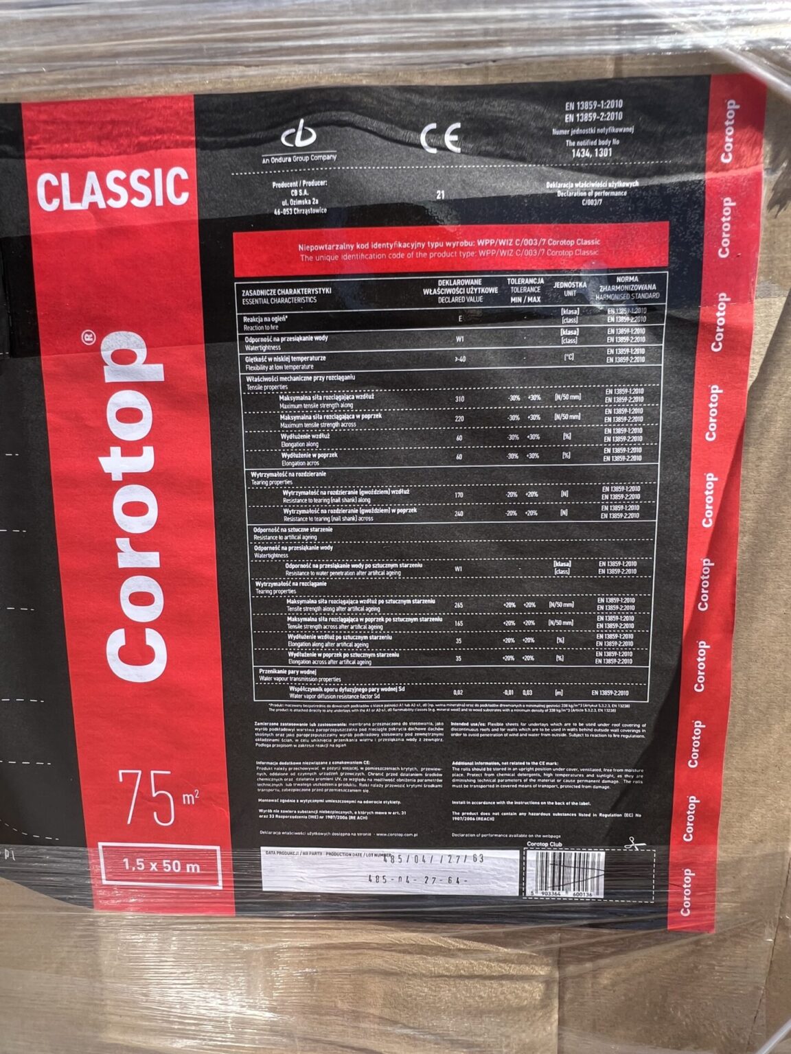 Onduline Corotop Classic 130g/m² Unterspannbahn 1,5 x 50m, Dachfolie, Baustoffe, Baubedarf