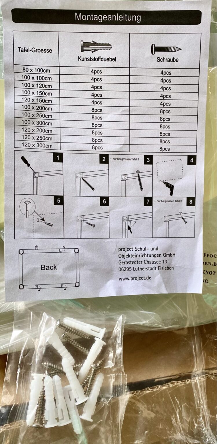 Langwandtafel 100x250cm