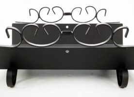 Kaminholzregal mit Rollen & Kaminbesteck Set, Feuerholzhalter, Holzaufbewahrung Metall, Kamingarnitur, Haushaltswaren