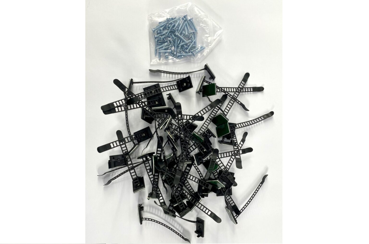 Kabelklemmen selbstklebend inkl. Schrauben, schwarz, 18x25x90 mm, Kabelhalter, Cable Clips