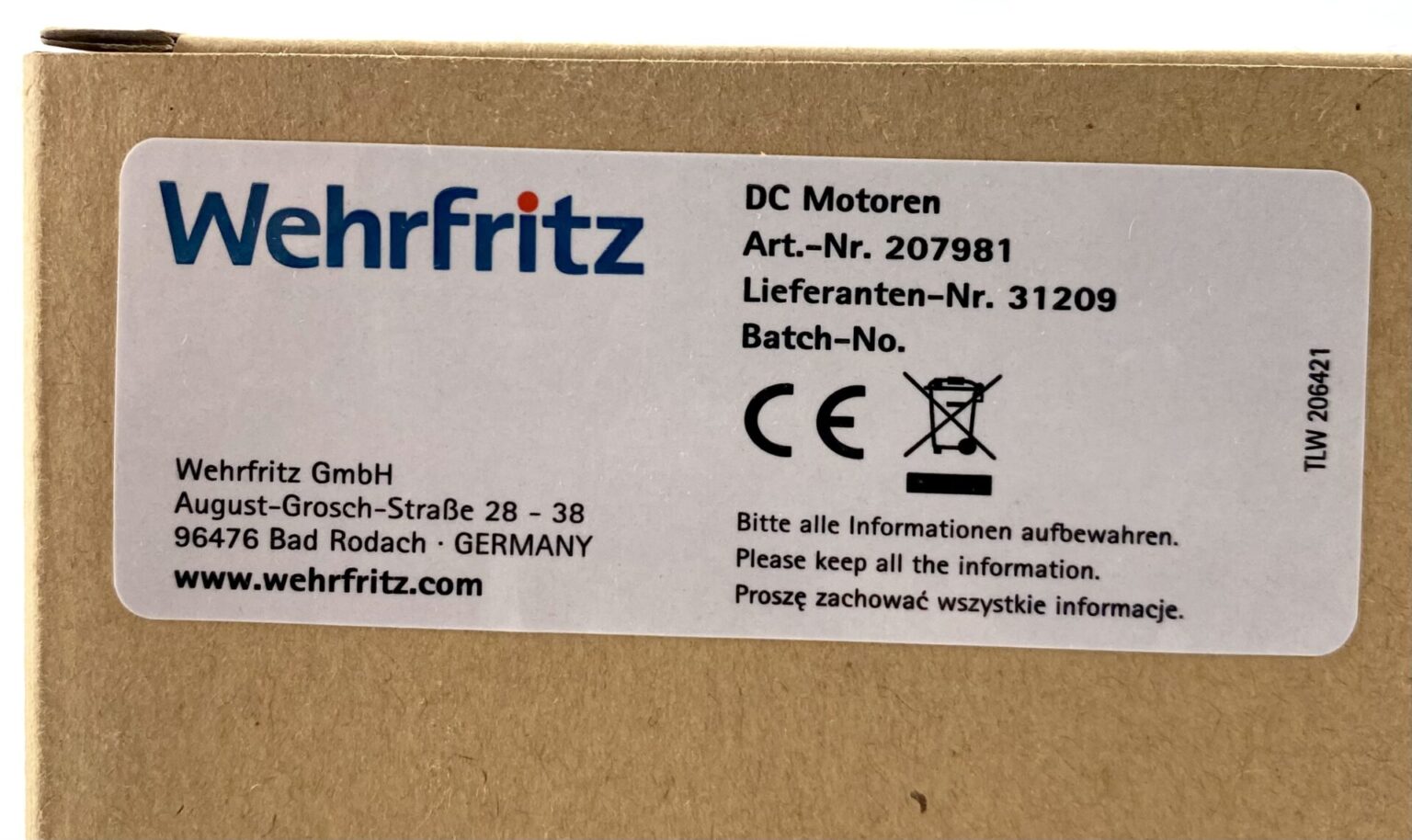 Wehrfritz DC Motoren, Großhandel für Wiederverkäufer