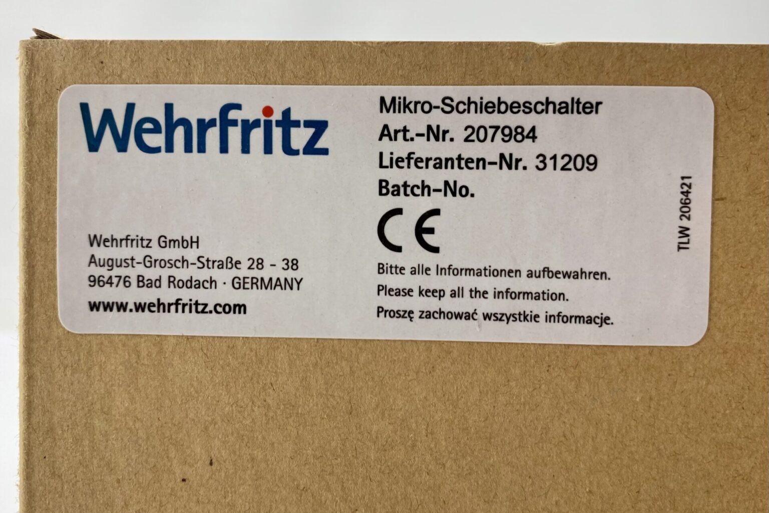 Wehrfritz Mikro-Schiebeschalter
