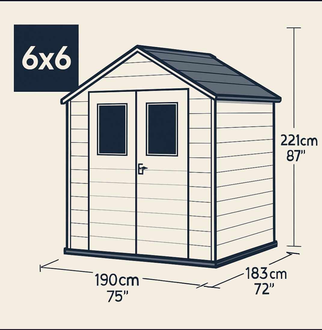 Darwin 6x6W Gartenhaus, Gerätehaus, Schuppen wetterfest, Outdoor Hütte