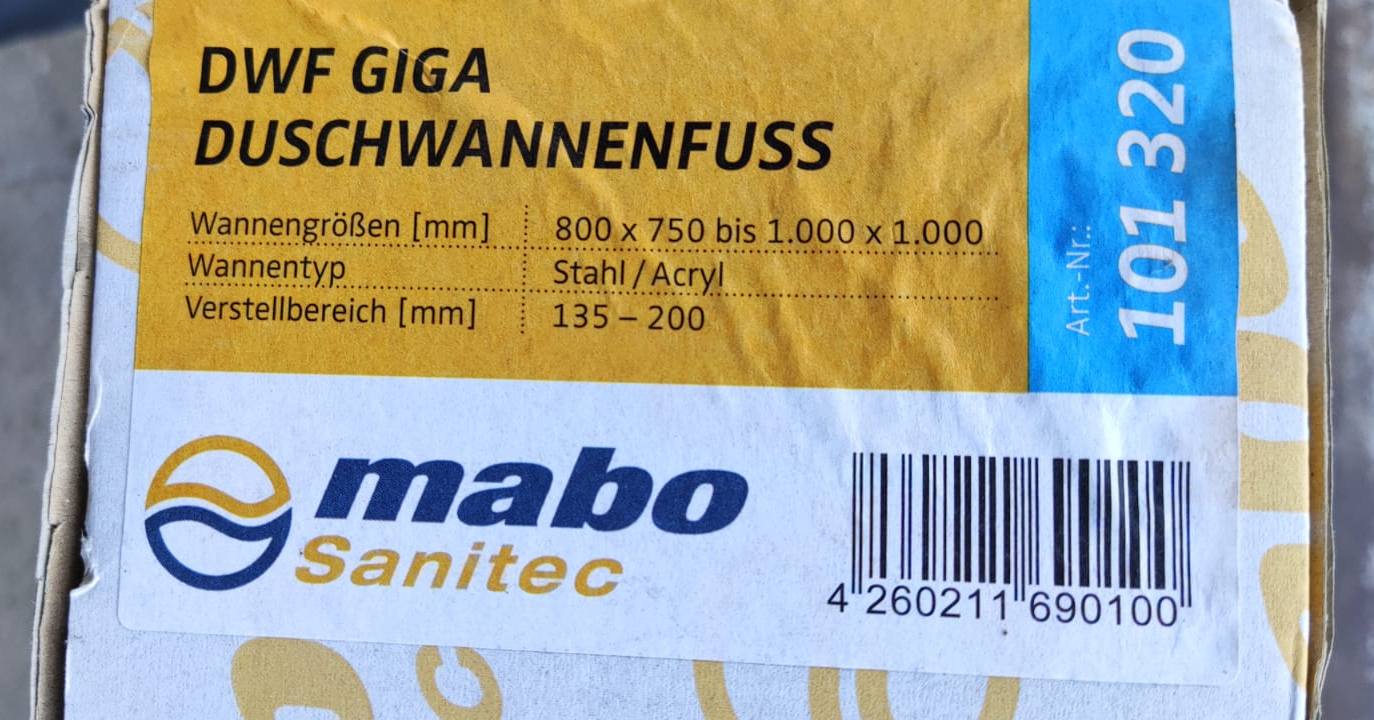 Duschwannenfuß DWF GIGA höhenverstellbar, für Acryl-/Stahlwannen, Montagegestell, Duschwannenrahmen