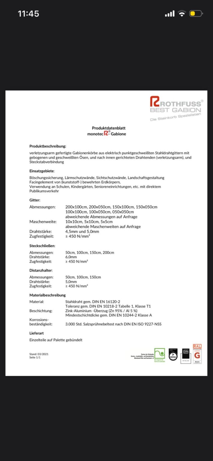 Gabionenkorb/Stahlkorb/Hangsicherung