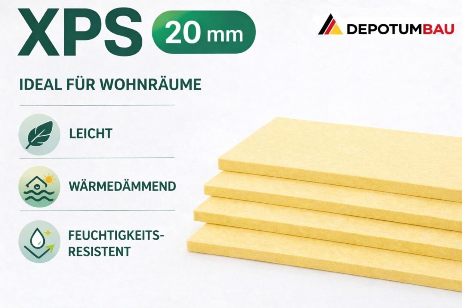 XPS Dämmplatte 120 × 60 cm – 20 mm – Premium Wärmedämmung