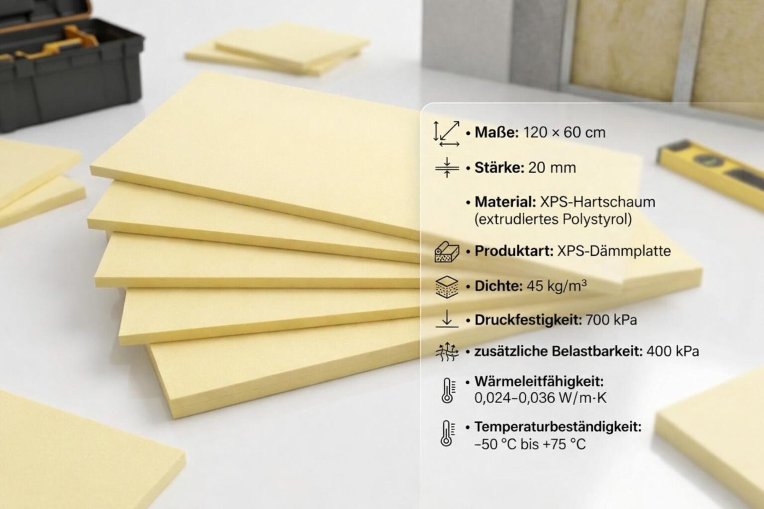 XPS Dämmplatte 120 × 60 cm – 20 mm – Premium Wärmedämmung