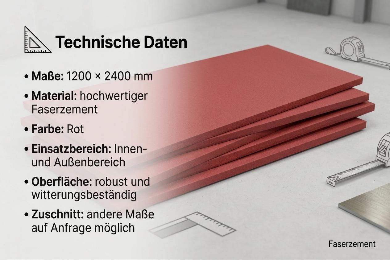 Faserzementplatte Rote hochwertige – 1200 × 2400 mm