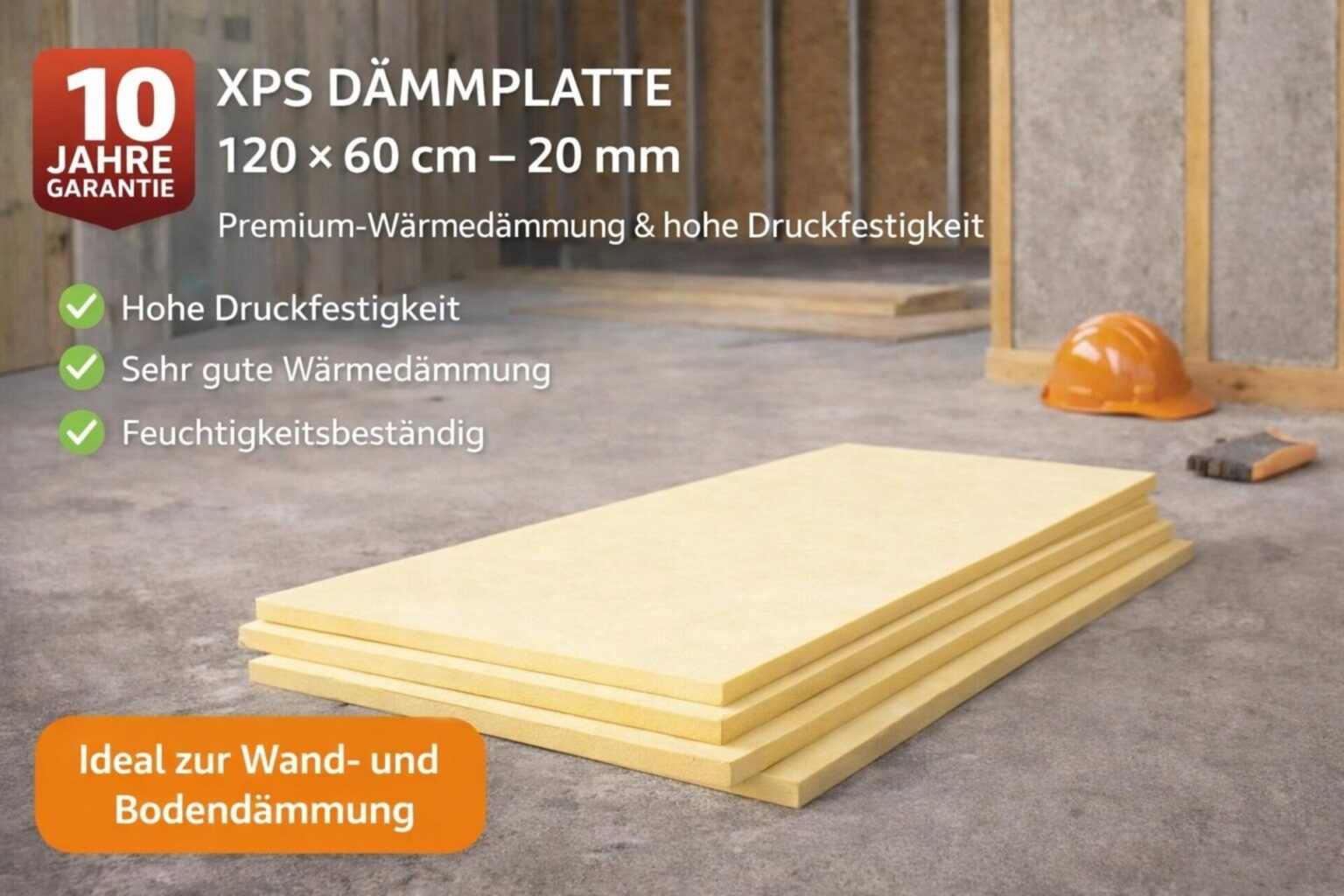 XPS Dämmplatte 120 × 60 cm – 20 mm – Premium Wärmedämmung
