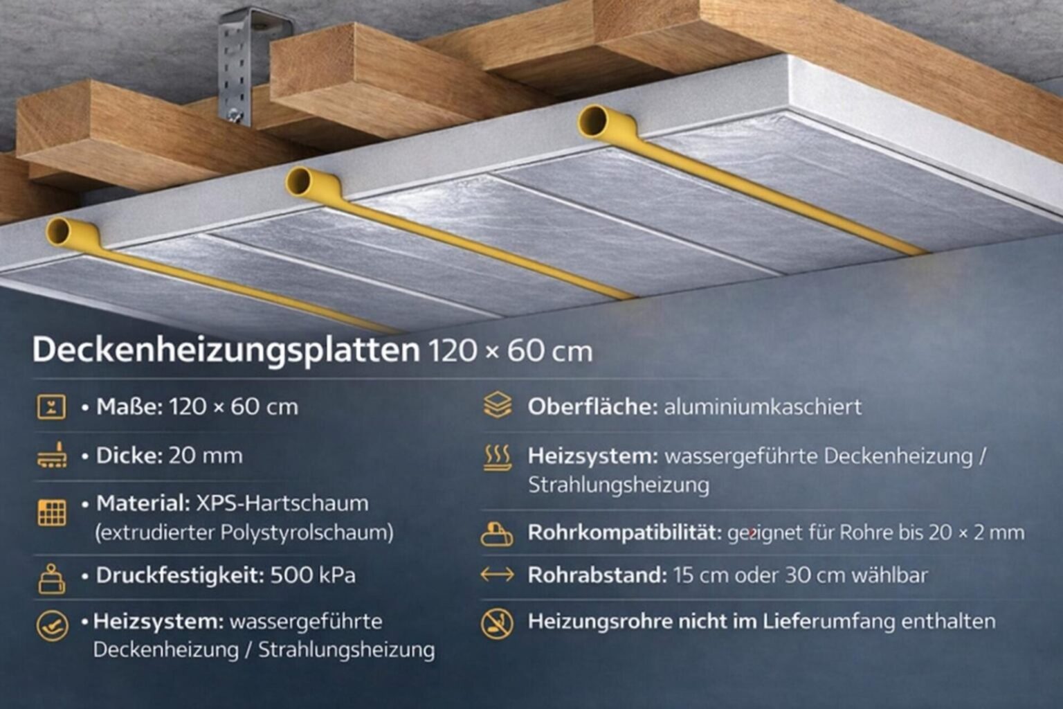 XPS-Systemplatte Aluminiumfolie wassergeführte Deckenheizung Trockenbau Heizung