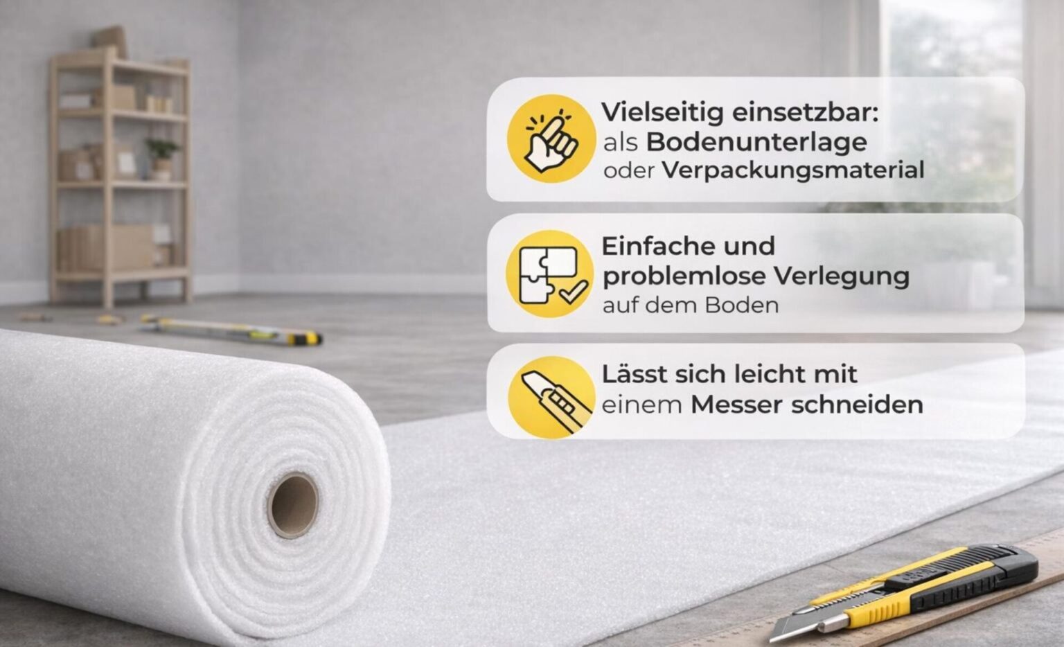 Trittschalldämmung aus PE-Schaumfolie – Rolle 100 m × 100 cm – 2 mm