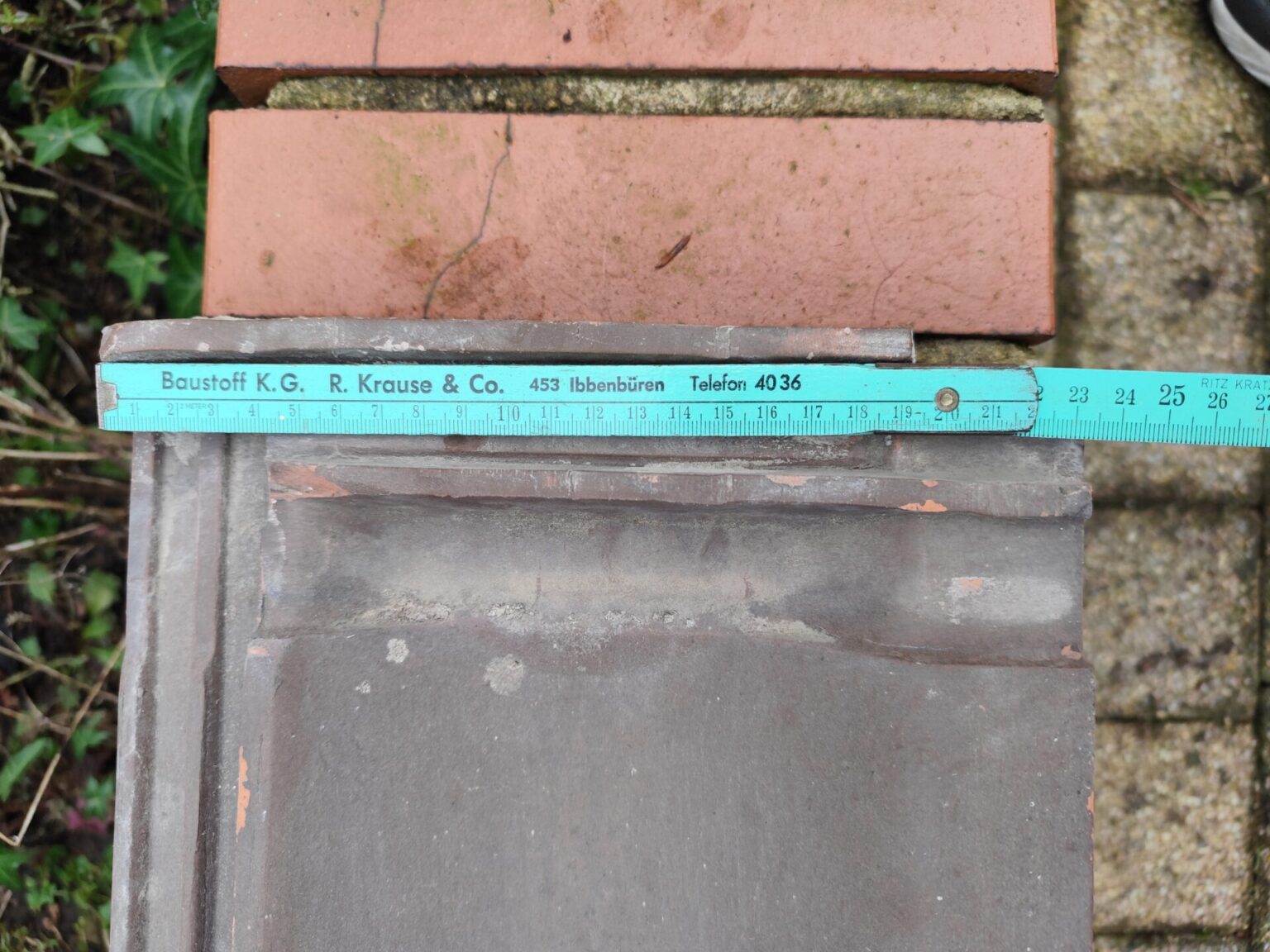 Dachziegel „Albert Wellie Werk Weberkuhle“ Bj. 1965
