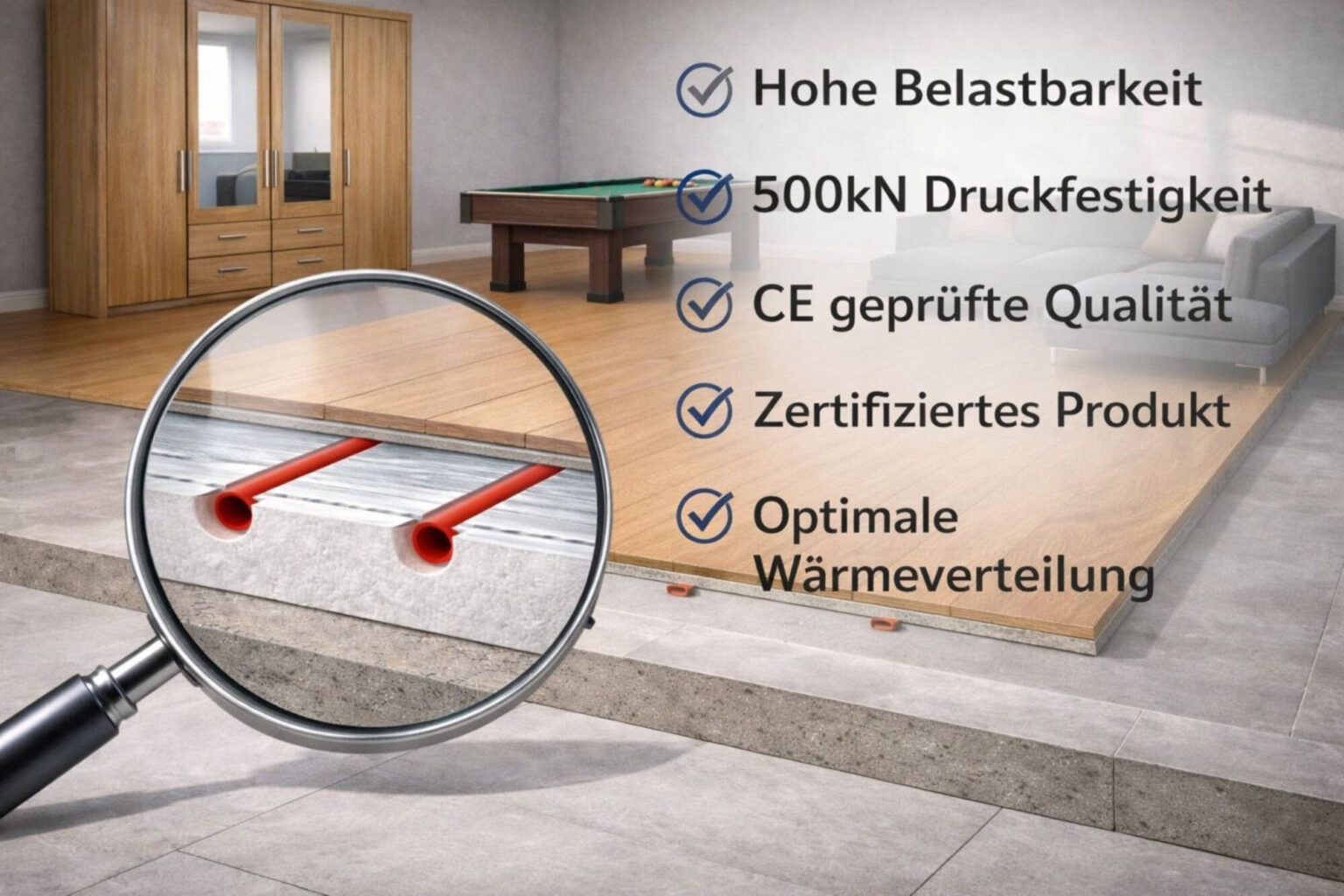 SET Fußbodenheizung Komplettsystem mit XPS Dämmplatten Heizrohr Kein Estrich