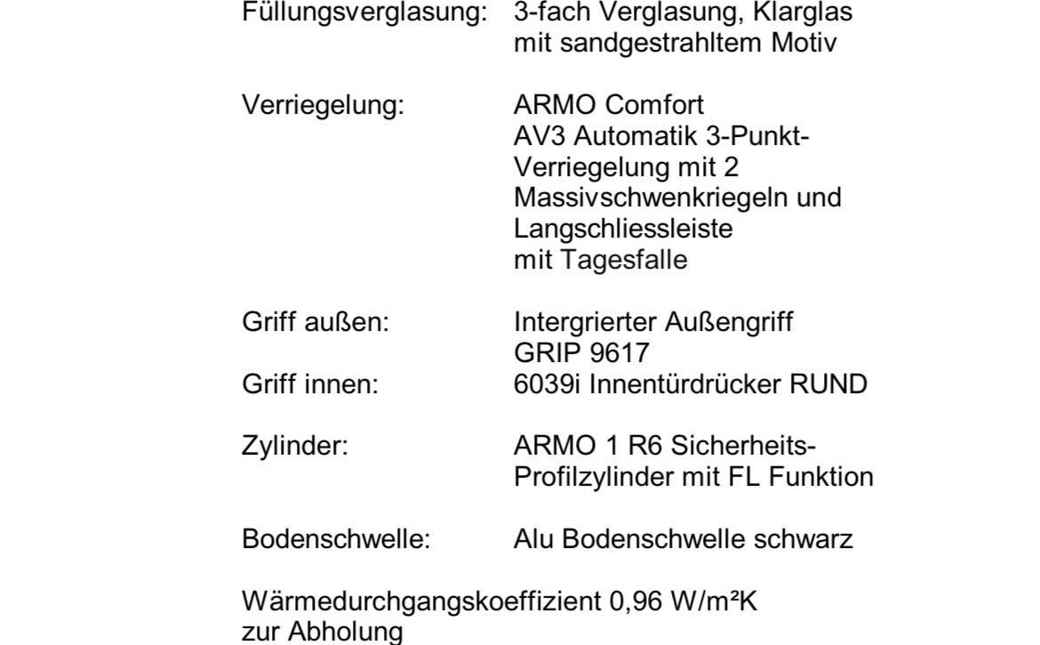1-flüglige PIRNAR Aluminium Haustür