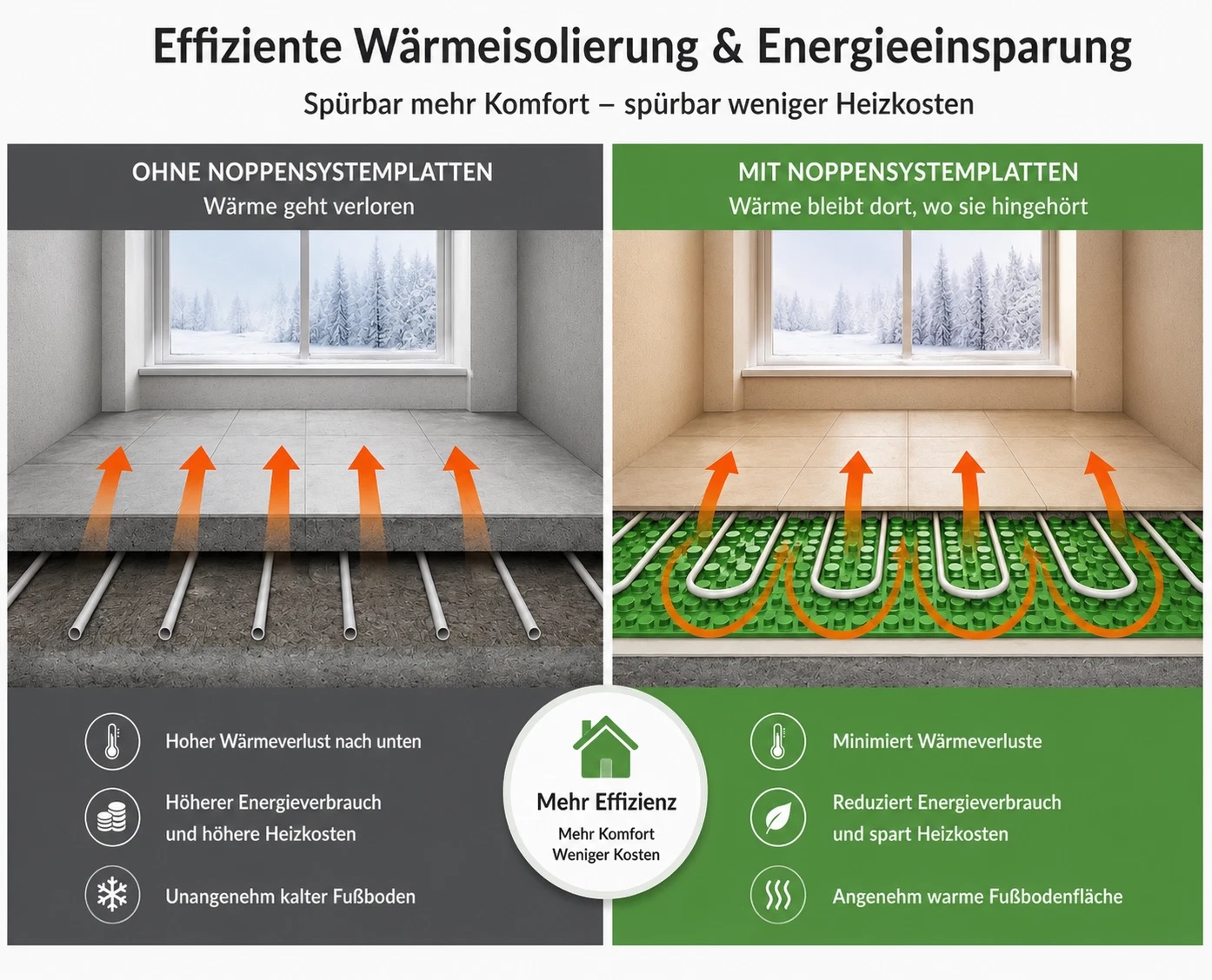 Estrich Fußbodenheizung Noppenplatte System Platten Dämmplatten EPS300 9,36m²