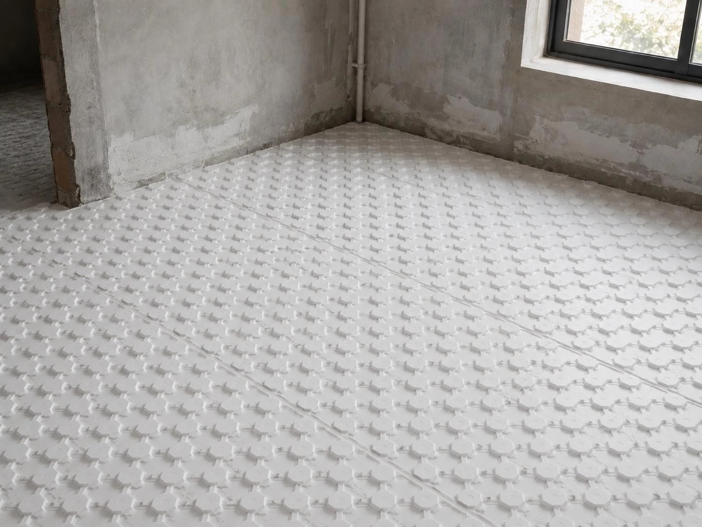 Weiße Noppenplatten EPS300 für Fußbodenheizung Estrich 9,36 m²