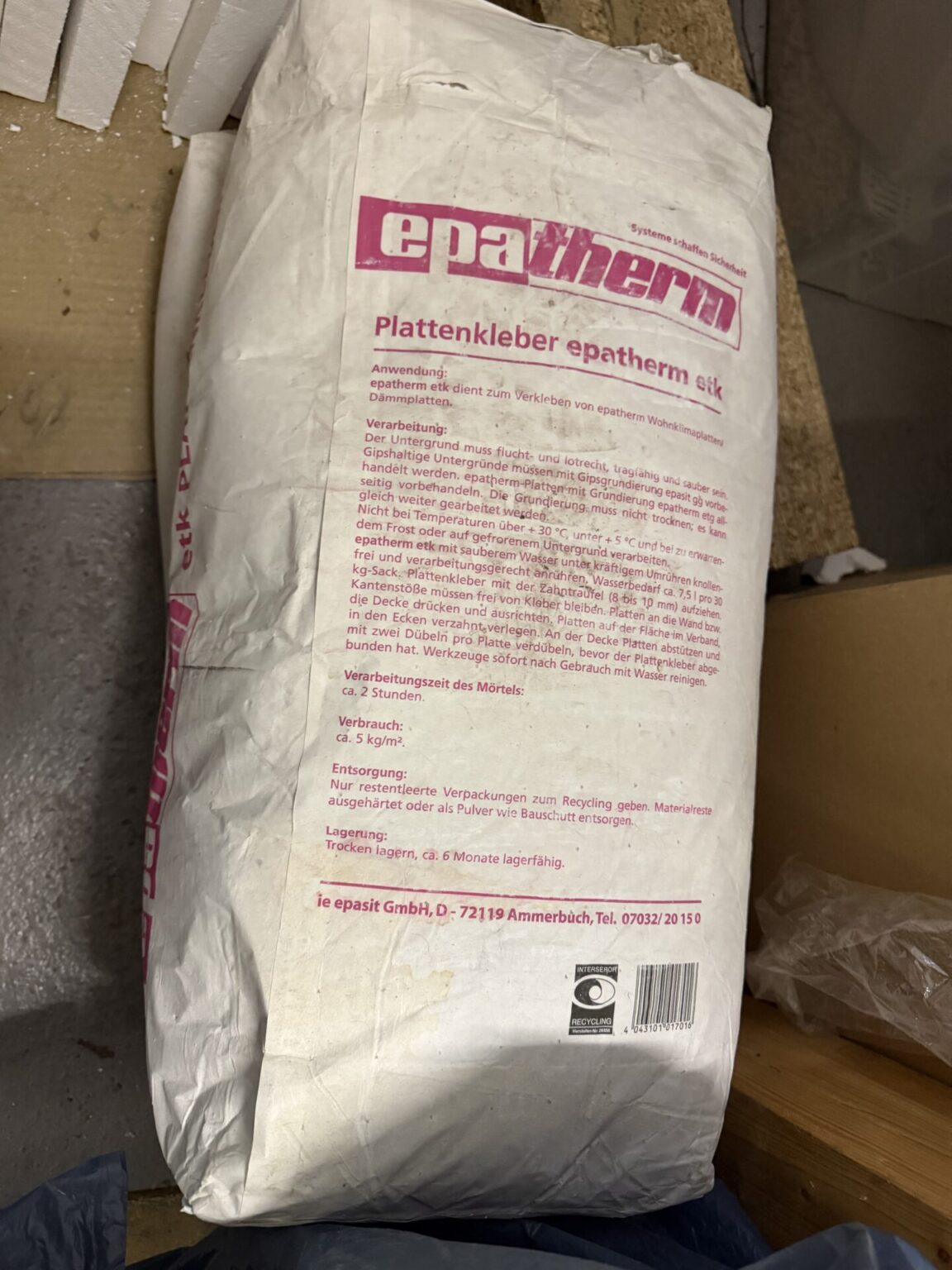Kalziumsilikatplatten/Wohnklimaplatten und Kleber
