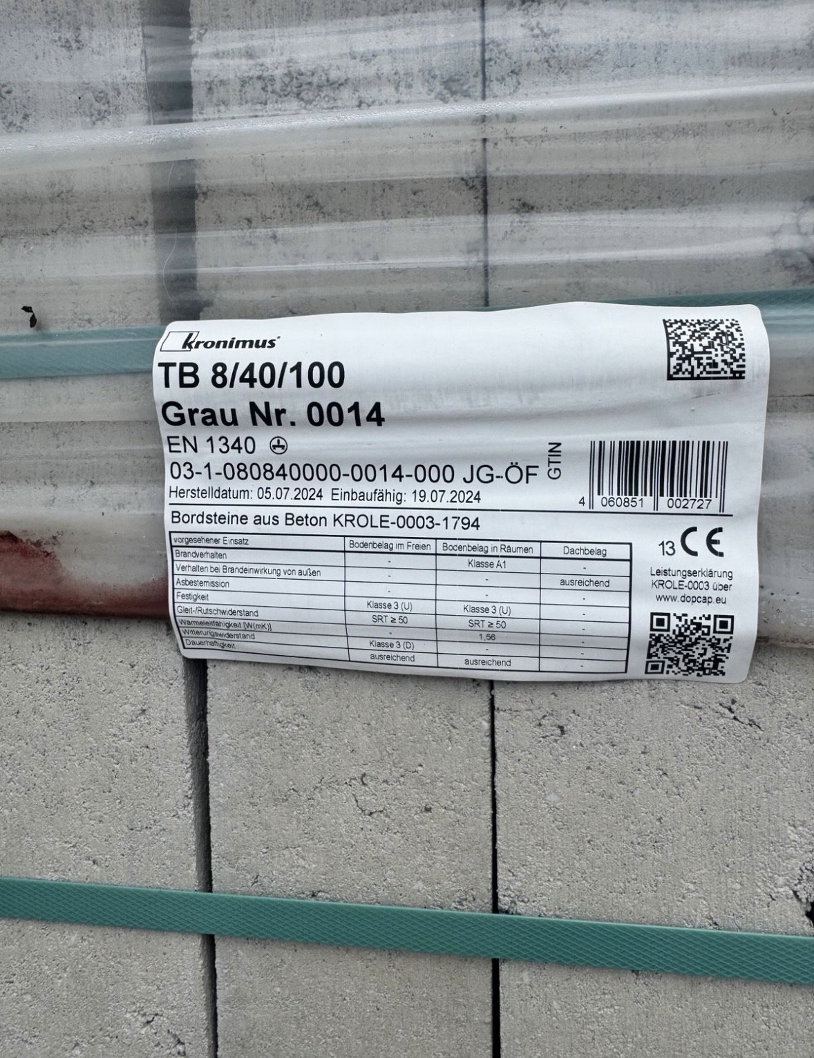 Kronimus Tiefbordsteine 1000x80x400