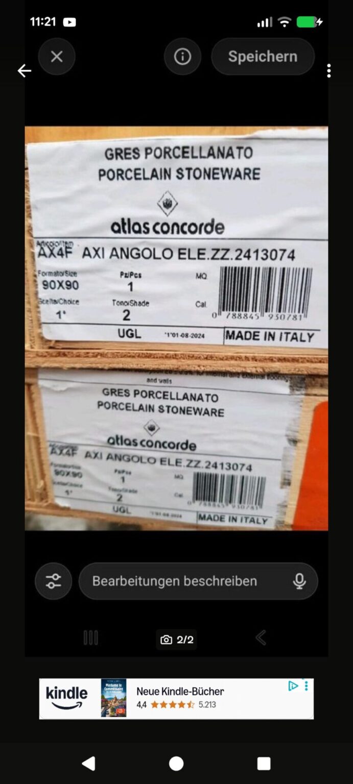 Atlas Concorde Feinsteinzeugfliesen 90 x 90cm 81 Stück 65,61 m2 m
