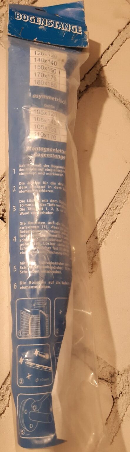 Bogenstange 120*120cm symmetrisch weiß, für (Bade-/Dusch-)Vorhang