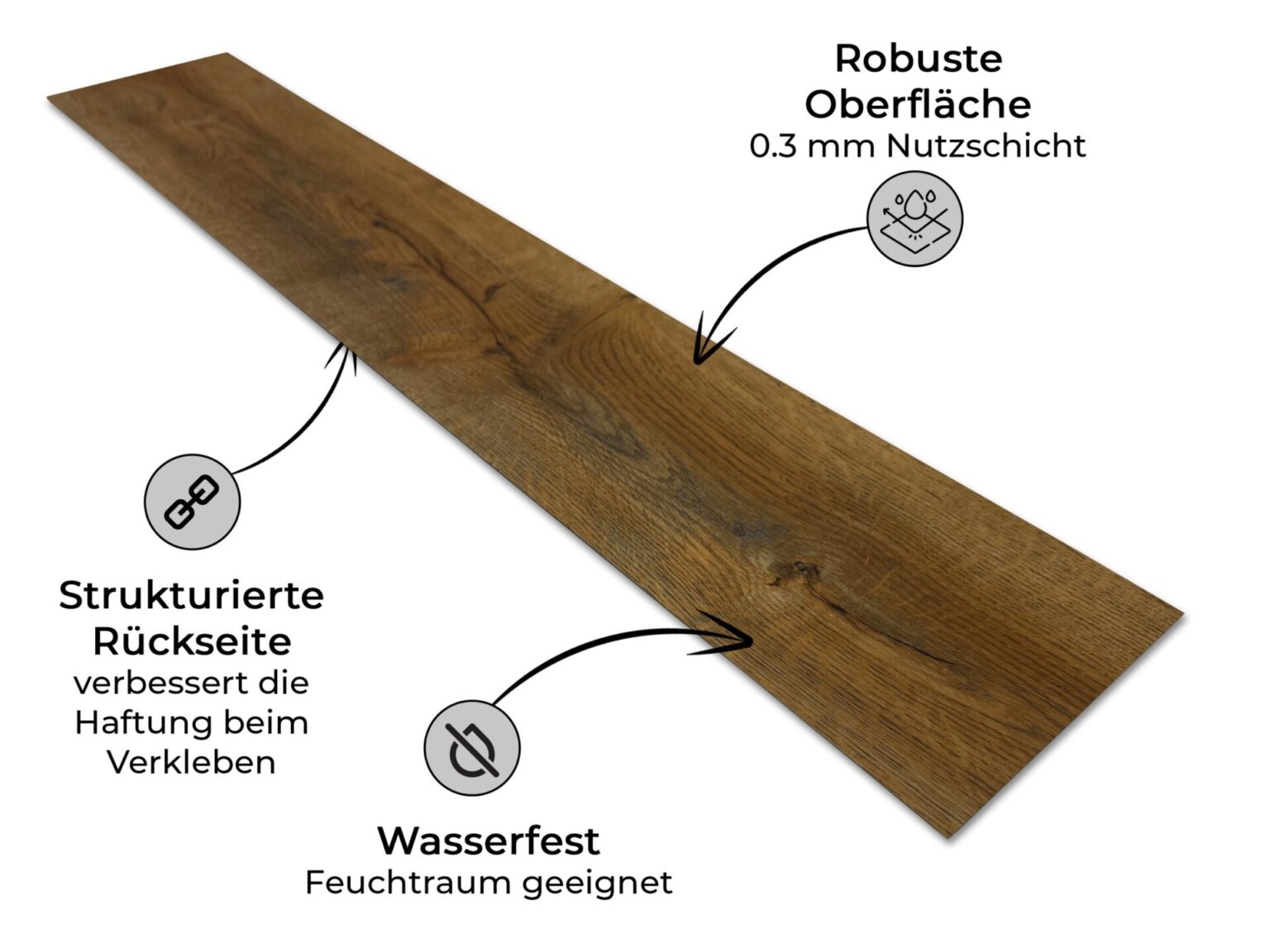 VIMAX Klebevinyl Eiche Rustikal Natur 2 mm 0,3 mm Nutzschicht LVT 130 m²
