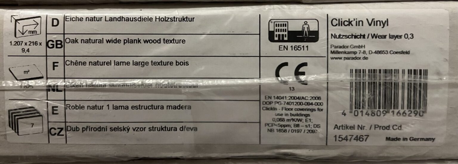 Parador Vinyl Boden Eiche Natur Landhausdiele Holzstruktur Sonderedition