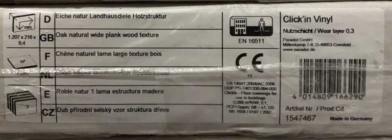 Parador Vinyl Boden Eiche Natur Landhausdiele Holzstruktur Sonderedition