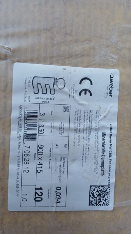 Weber.therm MW 035 Fassade express Mineralwoll-Dämmplatten 120mm