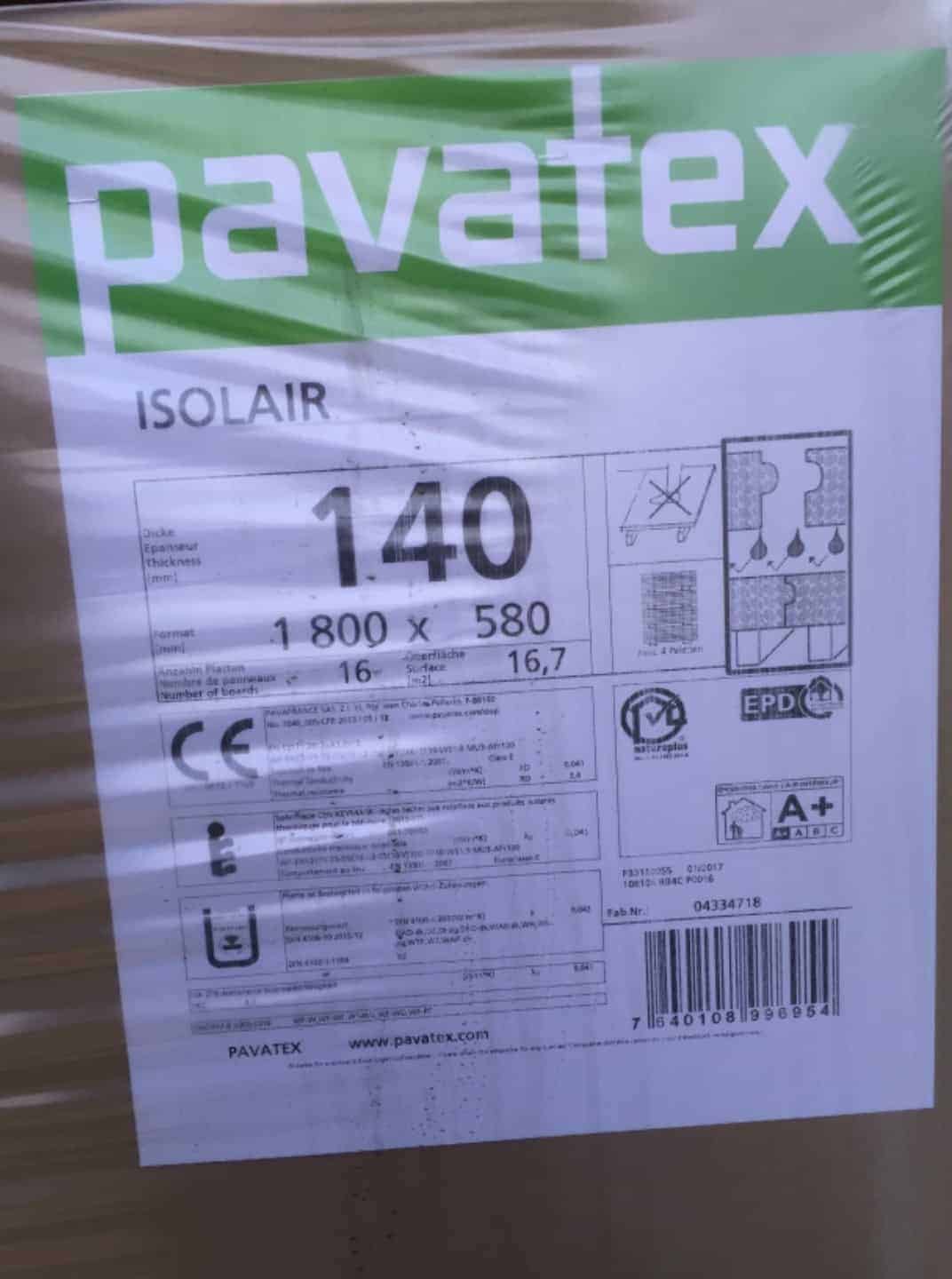 Pavatex Isolair Unterdeckplatte N+F 1800x580x140 mm