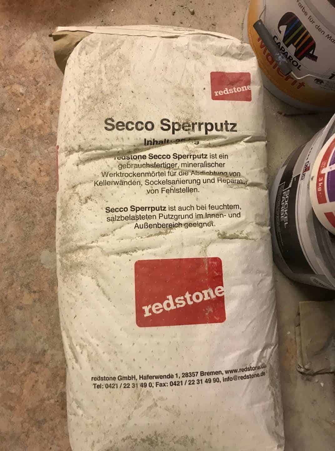 Redstone Secco Sperrputz, 25 kg plus Rest Grundierung