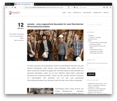 restado – eine ungewohnte Baustelle für zwei Mannheimer Wirtschaftsinformatiker restado – eine ungewohnte Baustelle für zwei Mannheimer Wirtschaftsinformatiker