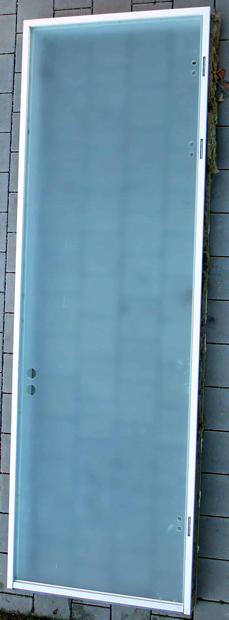 Ganzglastürblatt, ESG 10 mm, satiniert mit Bodendichtung & Stahlzarge, 0,885 x 2,75 m