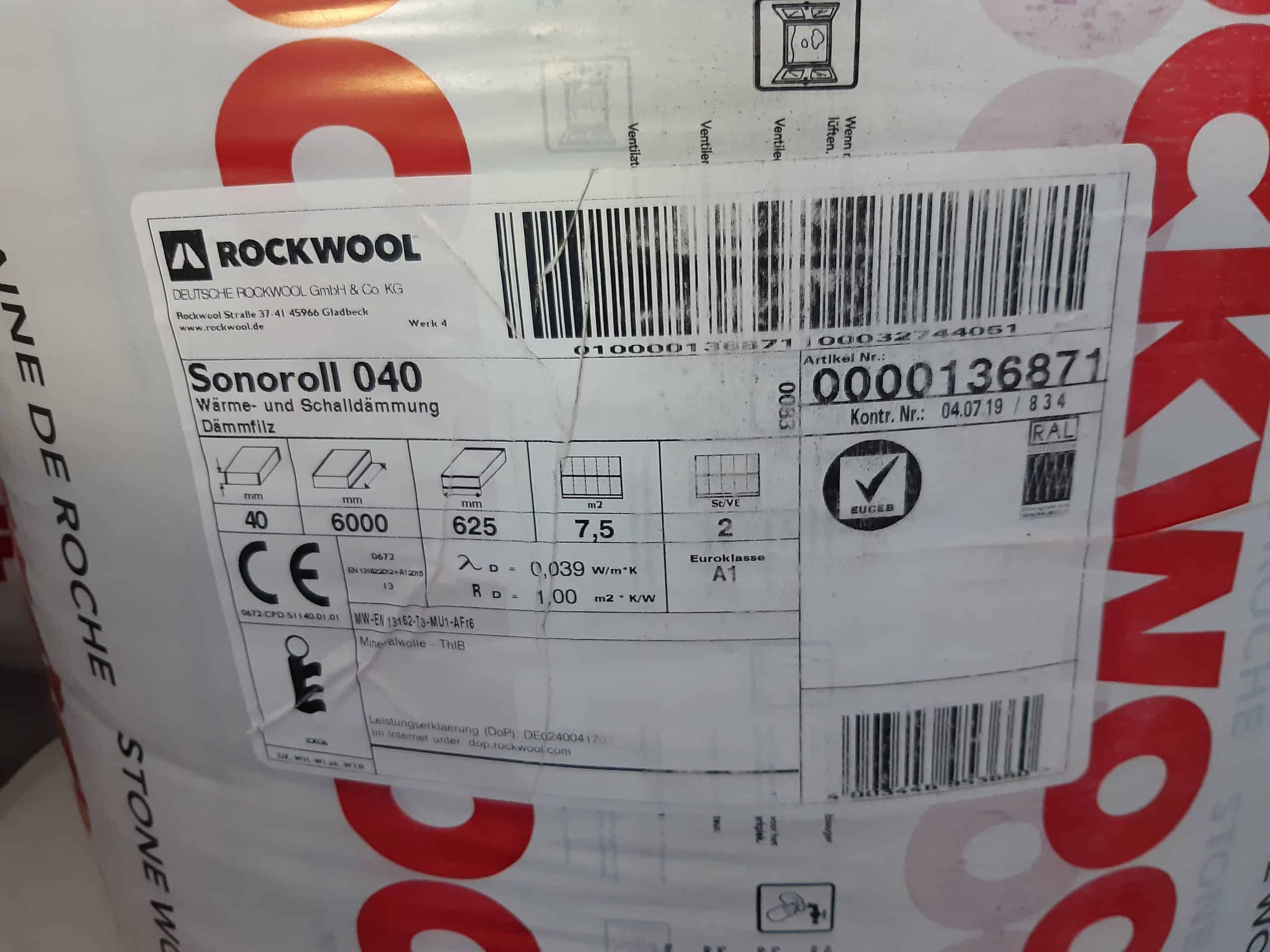 Rockwool Sonoroll 040 625 x 6000 x 40 mm