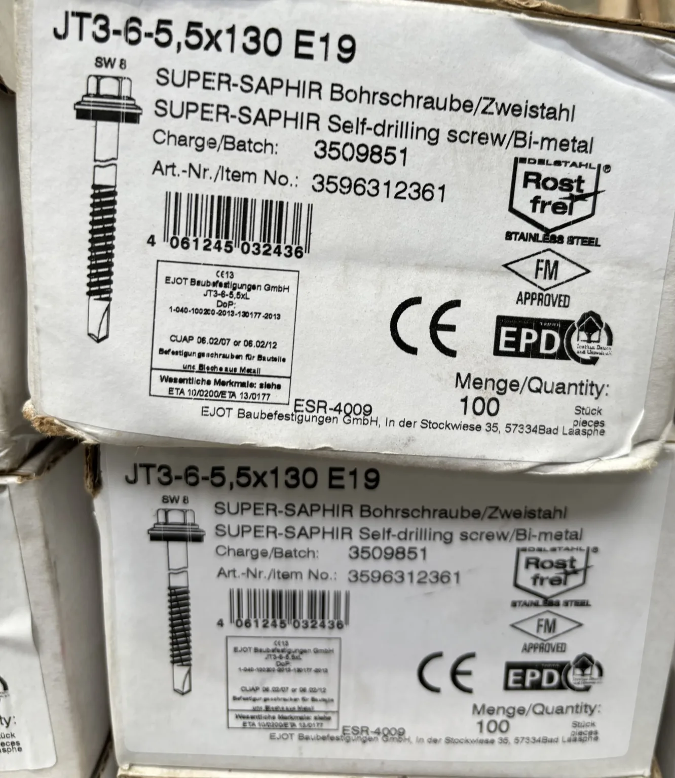EJOT-J T3-6-5,5×130 E19
