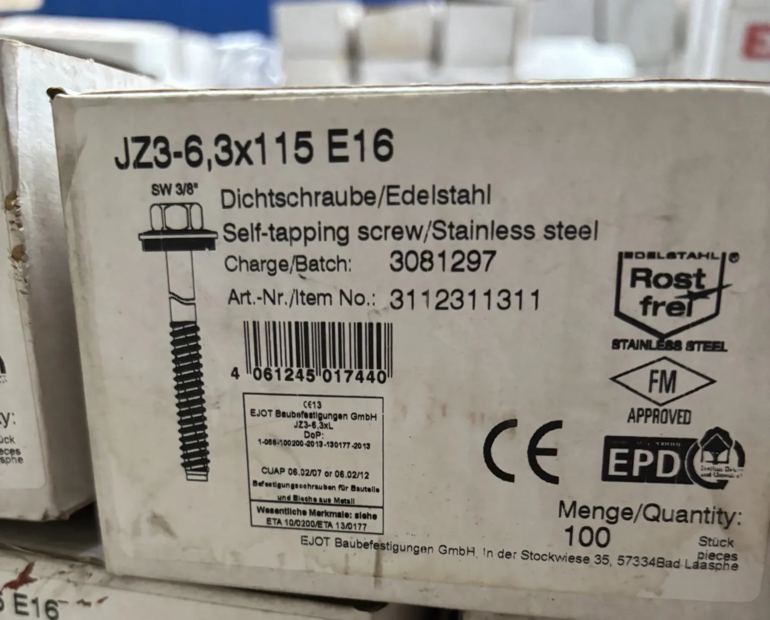 EJOT J Z3-6,0×115 E16