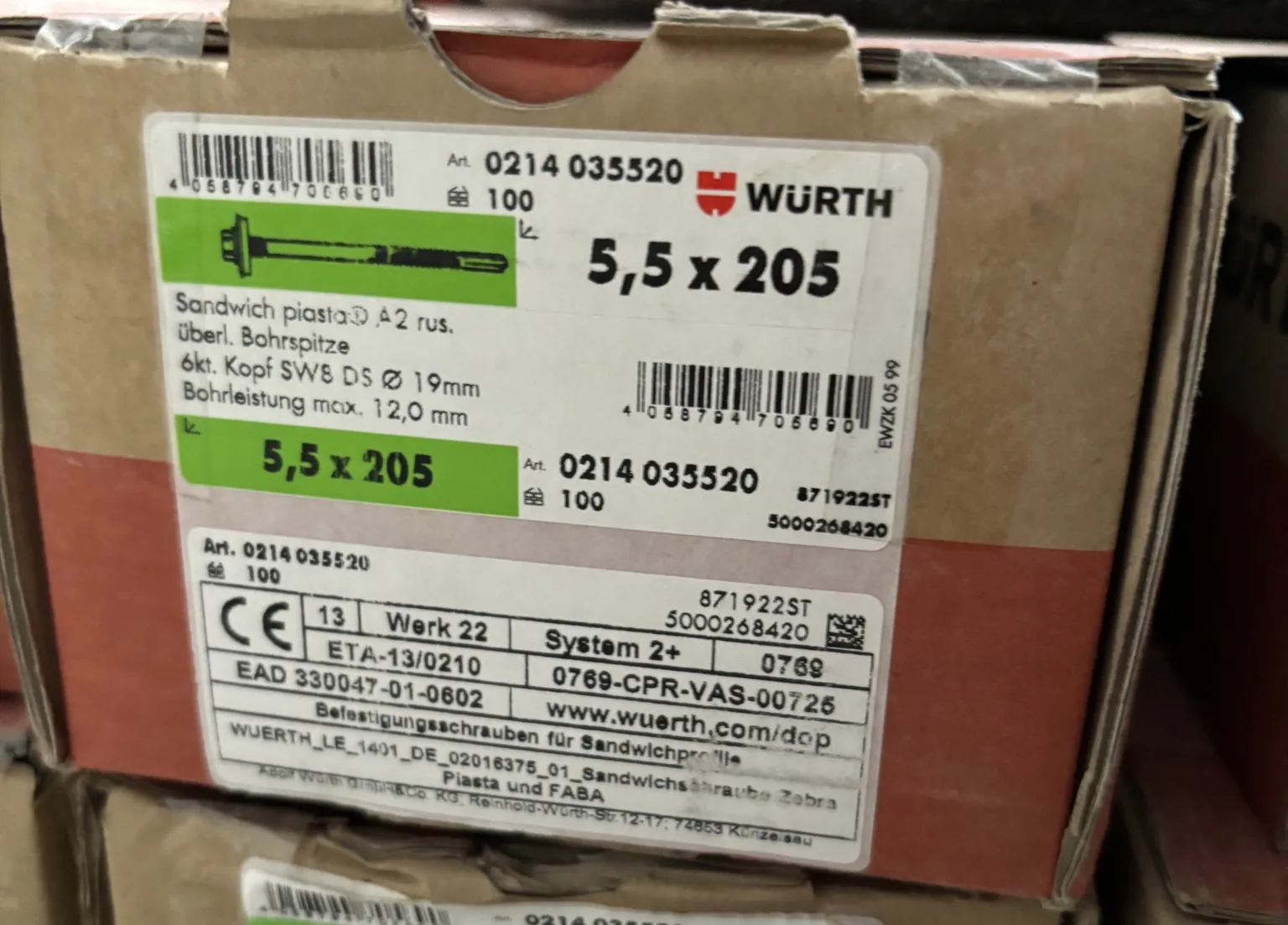 Würth Fassadenschrauben 5,5×205