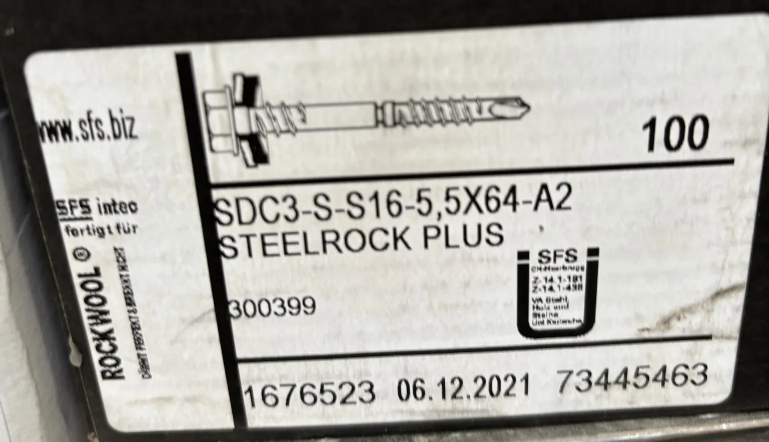 Rockwool SDC 3-S-S16-5,5×64-A2